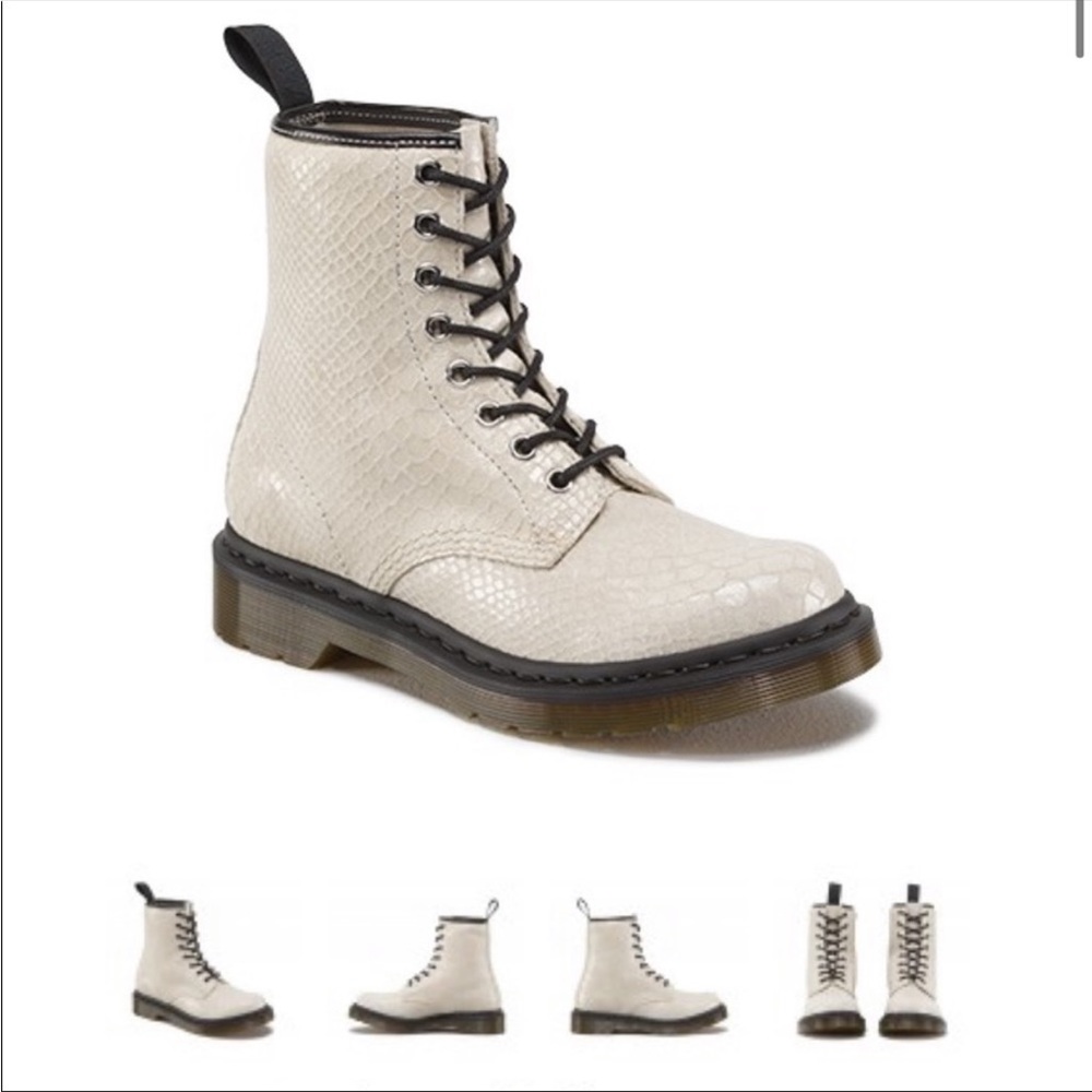 Dr Martens 1460 Off White Hi Shine Snake US 7